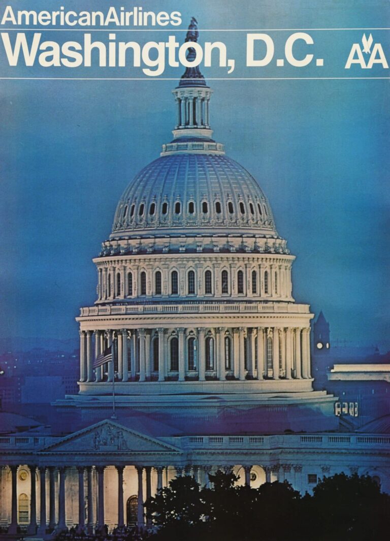 Vintage American Poster ‘American Airlines – Washington DC-Capitol Building’ 1980’s