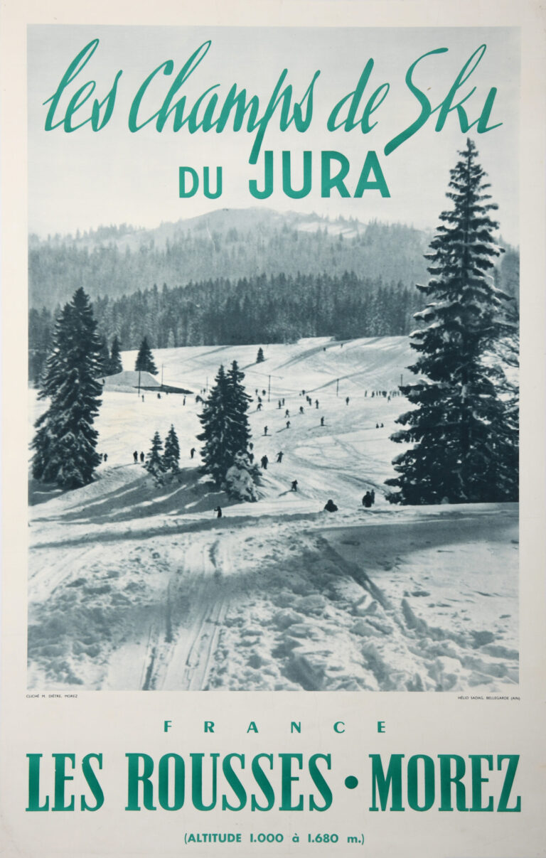 French Vintage Skiing Poster ‘Les Champs De Ski Du Jura’, 1955