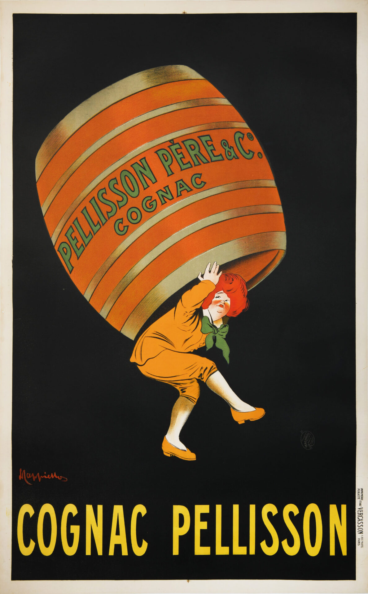 French Vintage Liquor Poster ' Cognac Pellisson' By Leonetto Cappiello 1920s