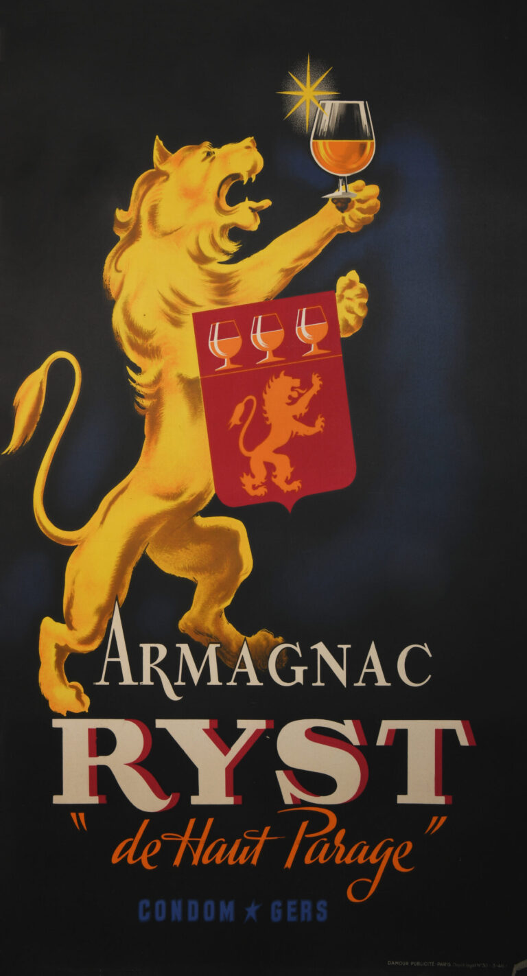 French Vintage Liquor Poster ‘Armagnac Ryst’, 1945