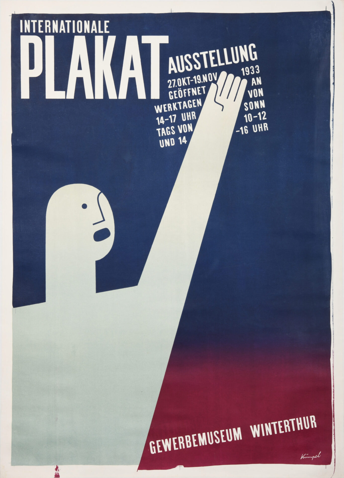 Vintage Swiss Exibition Poster 'Platkat Ausstellung' by Heinrich Kumpel 1933