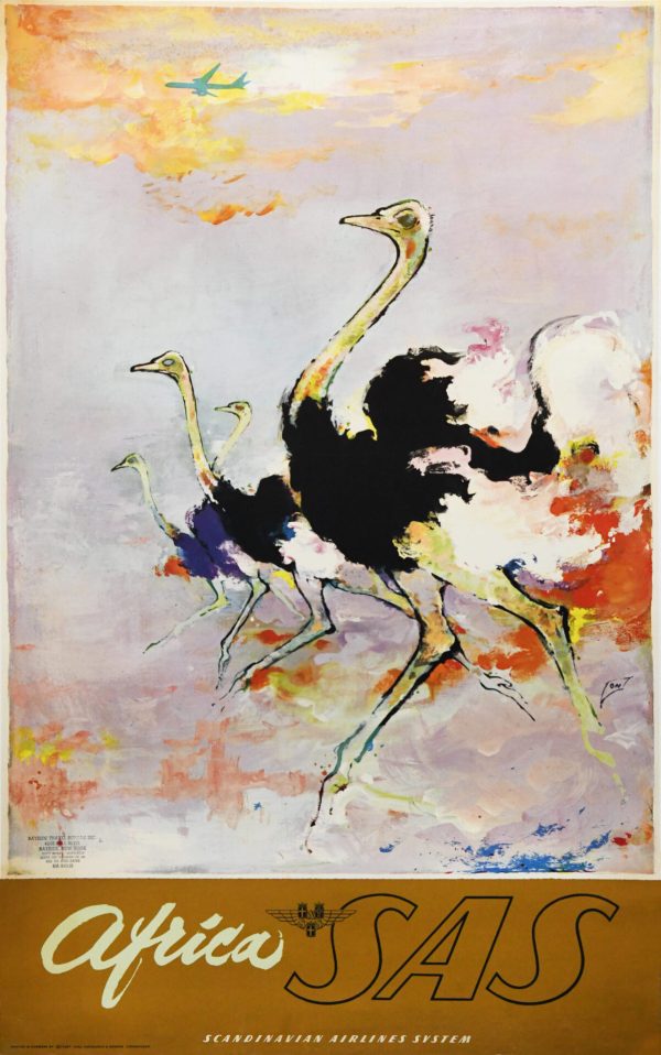 Danish Vintage Travel Poster ‘SAS | Africa’ by Otto Nielsen, 1960