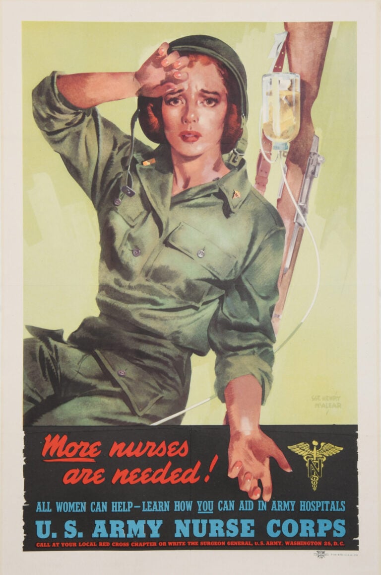 Vintage American Medical Poster ‘More Nurses Are Needed!’ by Henry Mcalear, 1944