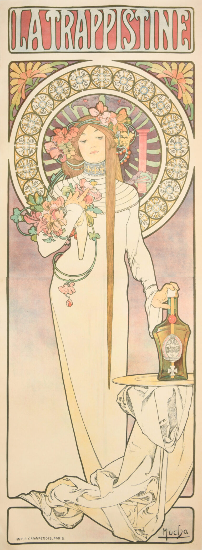 Vintage French Liqueur Poster ‘Trappistine’ By Mucha, 1897