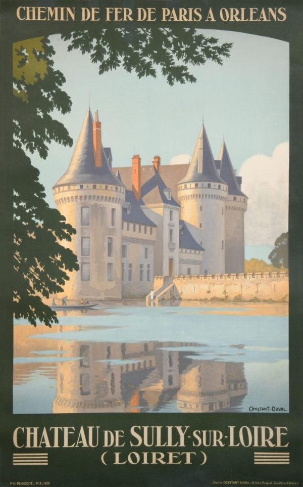 Vintage French Travel Poster ‘ Chateau De Sully-Sur-Lorie’ By Constant Leon Duval, 1931