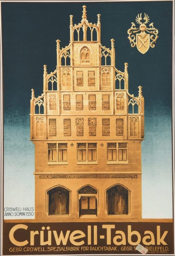 Vintage German Tobacco Advertising Poster ‘Cruwell-Tabak’, c.1910’s