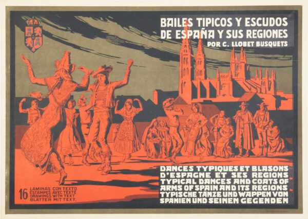 Vintage Spanish Book Advertising Poster ' Bailes Tipicos Y Escudos', 1929