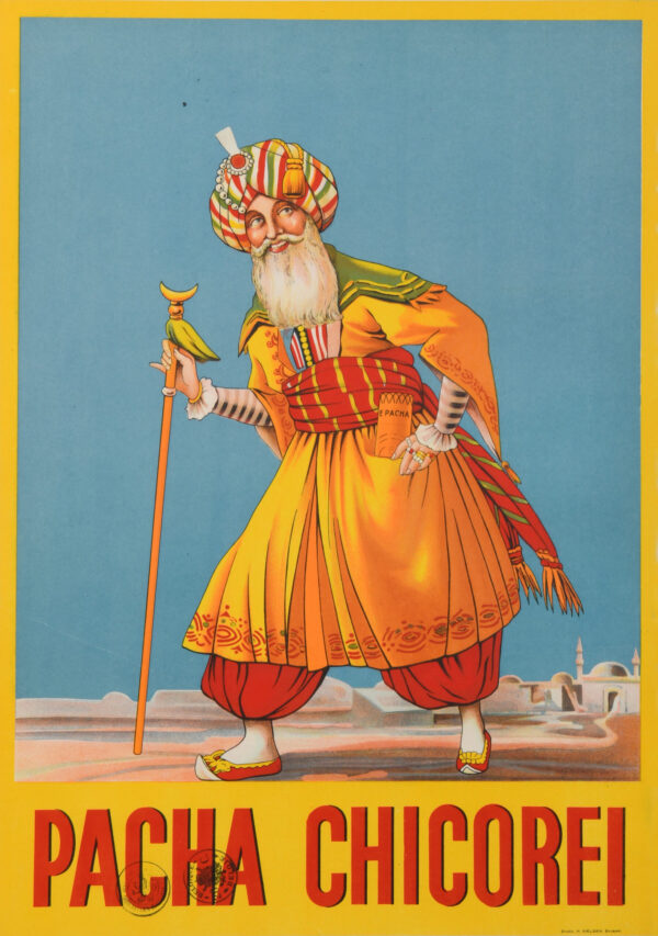 Vintage Belgian Coffee Advertising Poster ‘Pacha Chicorei’ c. 1950’s