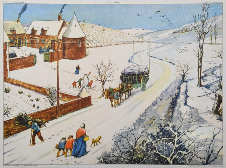 Vintage French Winter Poster, ‘L’Hiver’ c. 1950’s