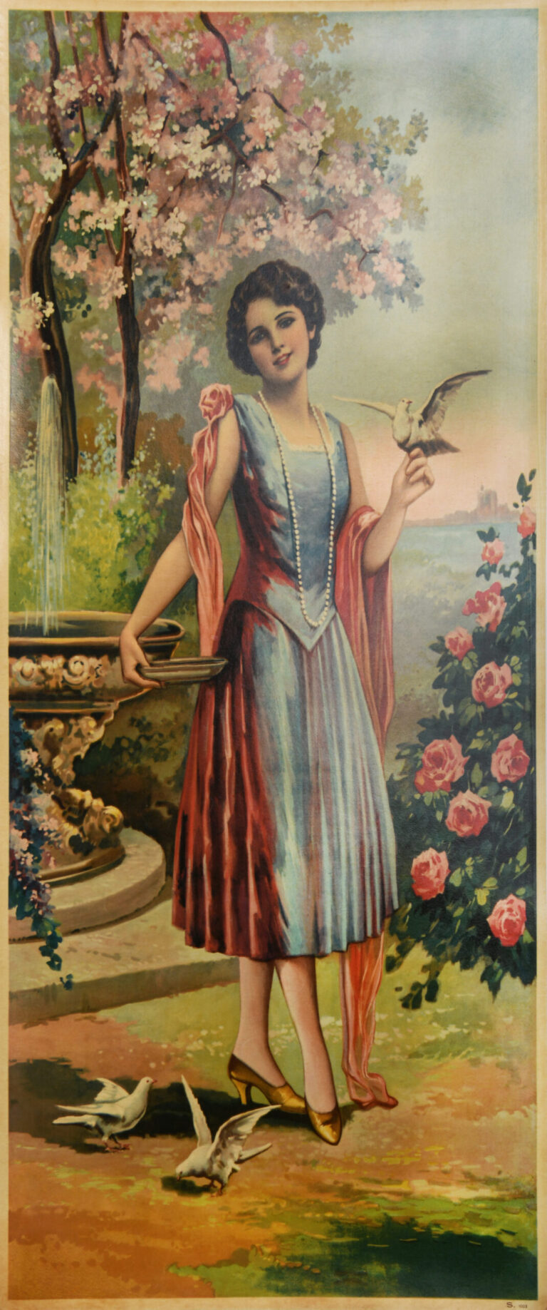 Vintage Decorative Panel ‘Waiting for the Date’ c. 1920’s