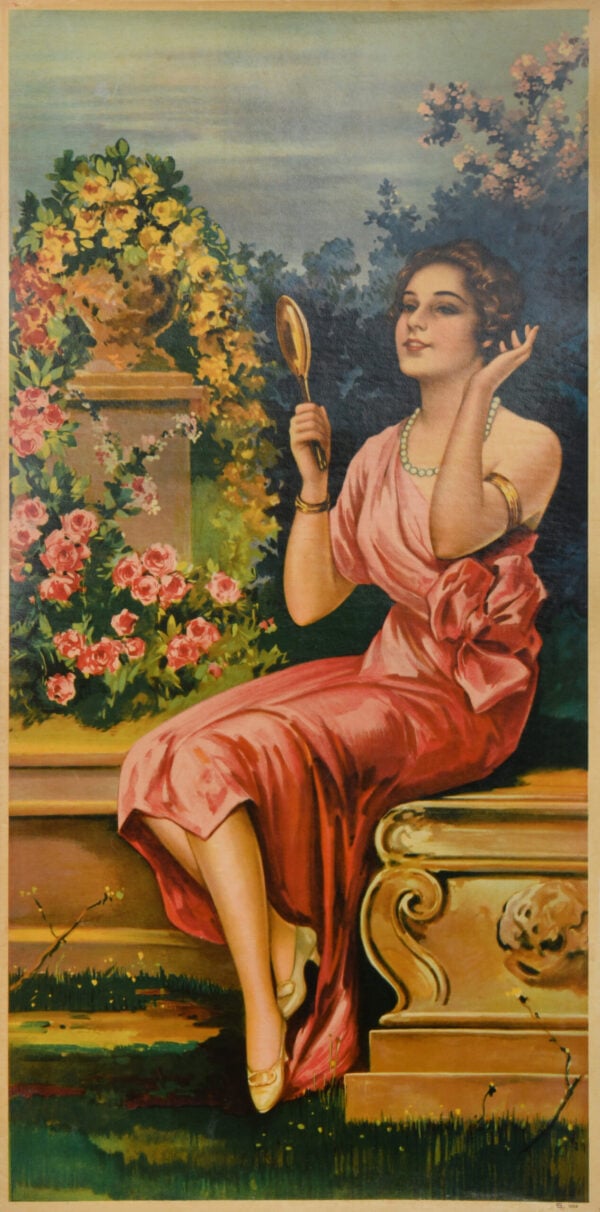 Vintage Decorative Panel, ‘Preparing for the Date’ c.1920’s