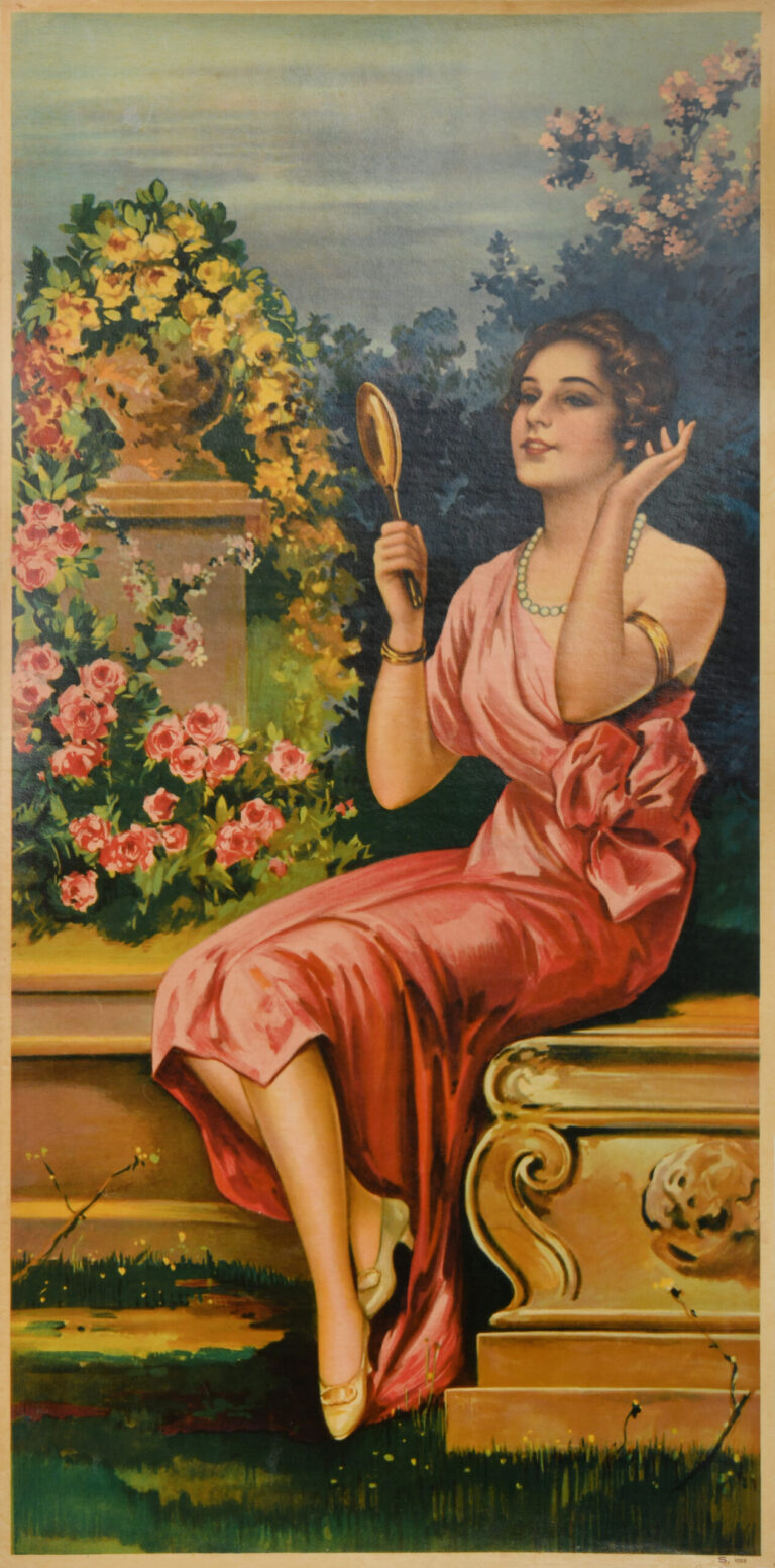 Vintage Decorative Panel, ‘Preparing for the Date’ c.1920’s
