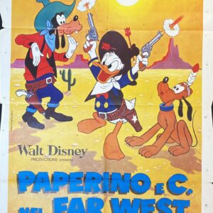 Vintage Italian Movie Poster 'Paperino e C. Nel Far West (Donald Duck Goes West)' 1966