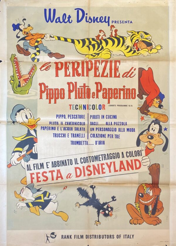 Vintage Italian Movie Poster ‘Le Peripezie di Pippo Pluto e Paperino (Adventures of Goofy, Pluto and Donald Duck )’ 1961