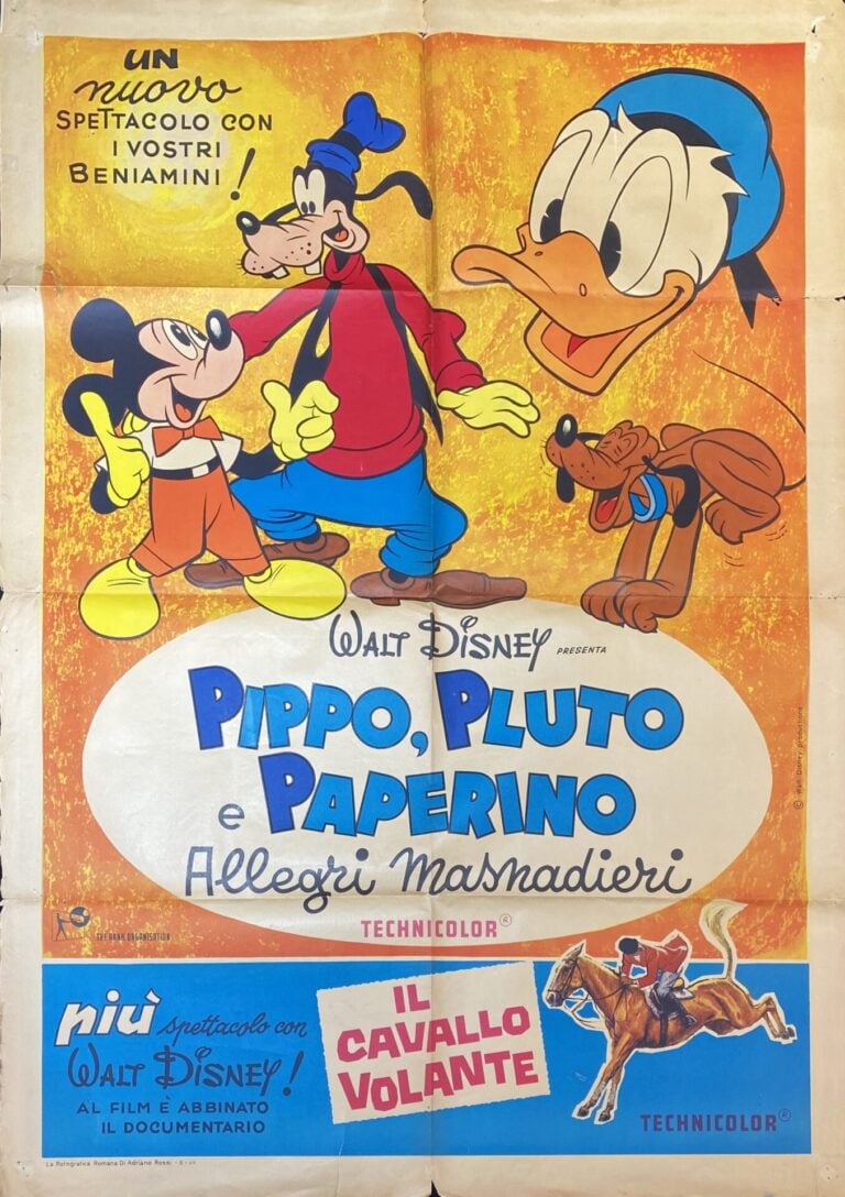Vintage Italian Movie Poster ‘Pippo, Pluto, e Paperino Allegri Masnadieri’ 1960’s