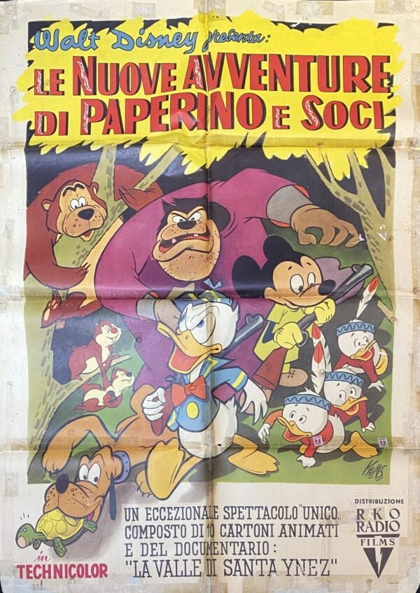 Vintage Italian Movie Poster ‘Le Nuove Avventure di Paperino e Soci (The New Adventures of Donald Duck and Friends)’ 1957