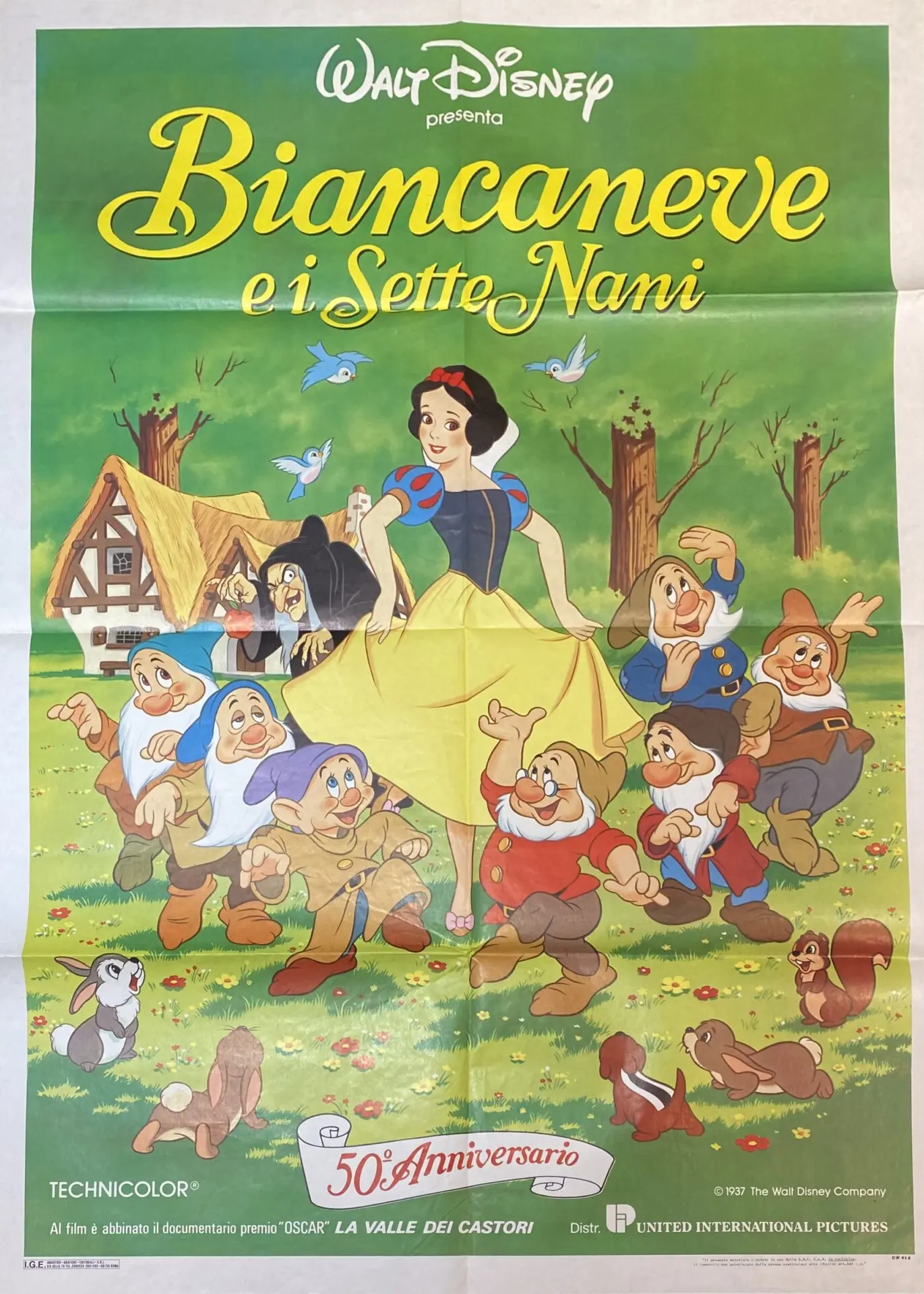 Vintage Italian Movie Poster 'Biancaneve e i Sette Nani (Snow