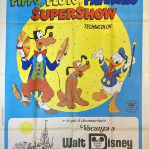 Vintage Italian Disney Poster 'Pippo, Pluto, Paperino Supershow (Goofy, Pluto, and Donald Duck Supershow)' 1973