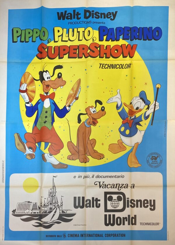 Vintage Italian Disney Poster ‘Pippo, Pluto, Paperino Supershow (Goofy, Pluto, and Donald Duck Supershow)’ 1973