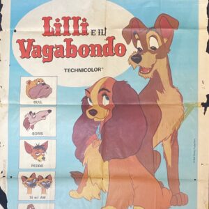 Vintage Italian Movie Poster 'Lilli E il Vagabondo (The Lady and the Tramp)' 1975