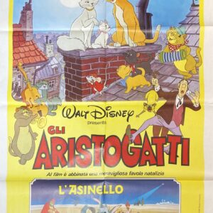 Vintage Italian Movie Poster 'Gli Aristogatti (The Aristocats)' 1970