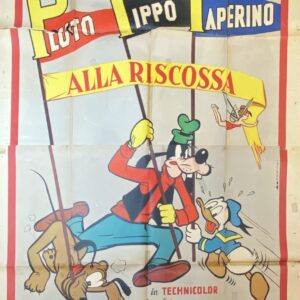 Italian Vintage Disney Movie Poster 'Pluto, Pippo, Paperino Alla Riscossa (Goofy, Pluto, Donald Duck to the Rescue)' 1959