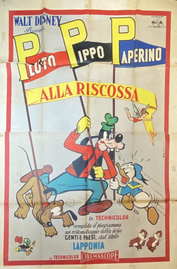 Italian Vintage Disney Movie Poster ‘Pluto, Pippo, Paperino Alla Riscossa (Goofy, Pluto, Donald Duck to the Rescue)’ 1959