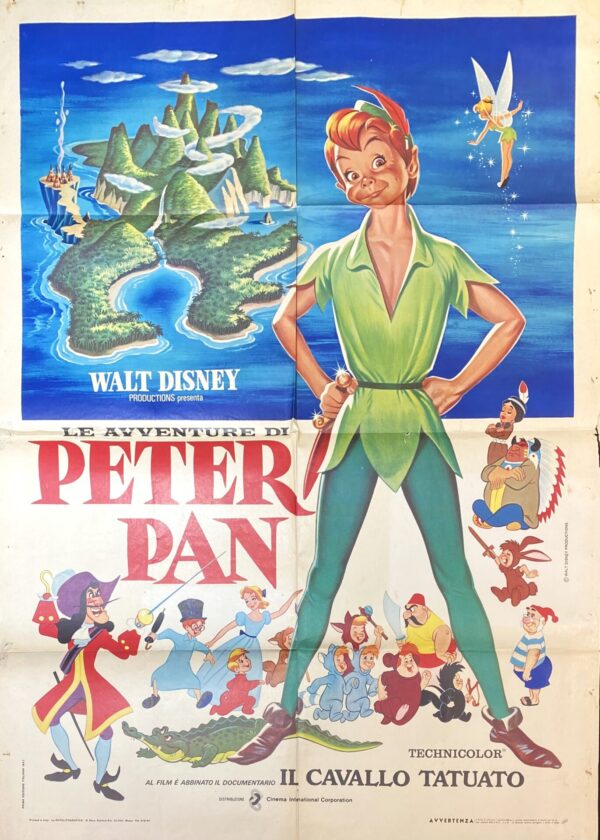 Italian Vintage Movie Poster ‘Le Avventure Di Peter Pan (The Adventures of Peter Pan)’ 1953
