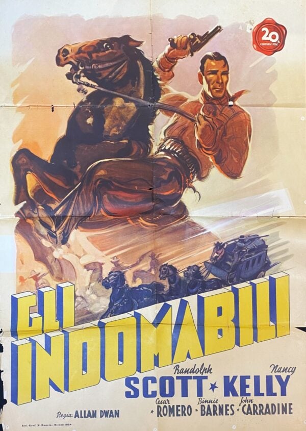 Vintage Italian Movie Poster ‘Gli Indomabili (Frontier Marshal)’ 1948