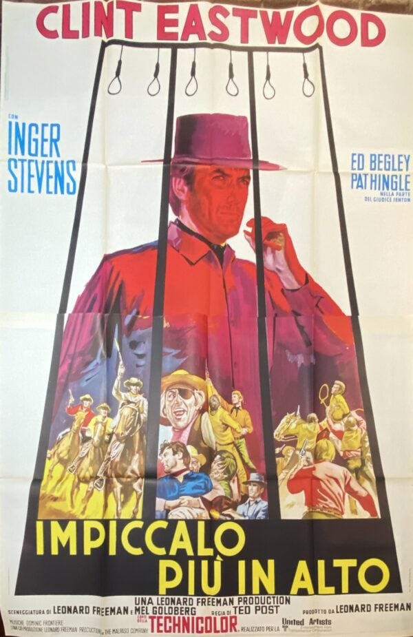 Vintage Italian Movie Poster ‘Impiccalo Piu in Alto (Hang ‘Em High)’ 1968