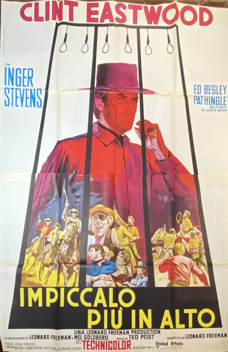 Vintage Italian Movie Poster ‘Impiccalo Piu in Alto (Hang ‘Em High)’ 1968
