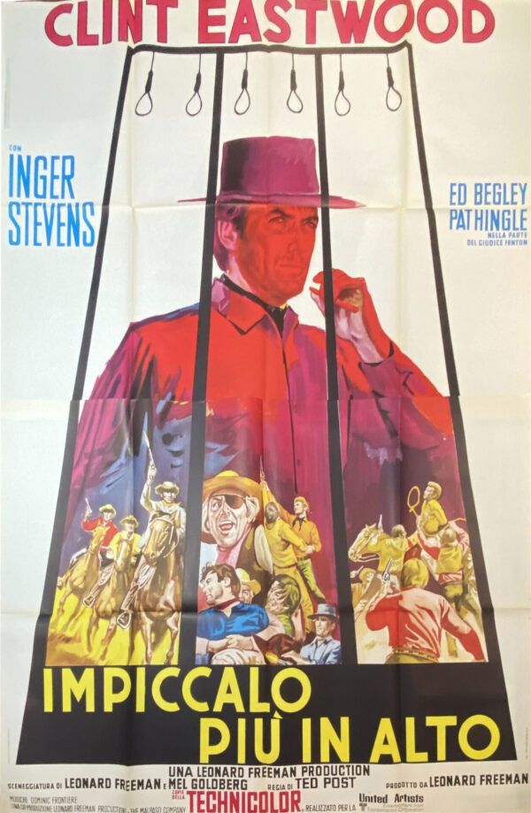 Vintage Italian Movie Poster ‘Impiccalo Piu in Alto (Hang ‘Em High)’ 1968