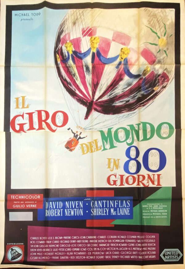 Vintage Italian Movie Poster ‘Il Giro Del Mondo in 80 Giorni (Around the World in 80 Days)’ by E. Brini, 1957