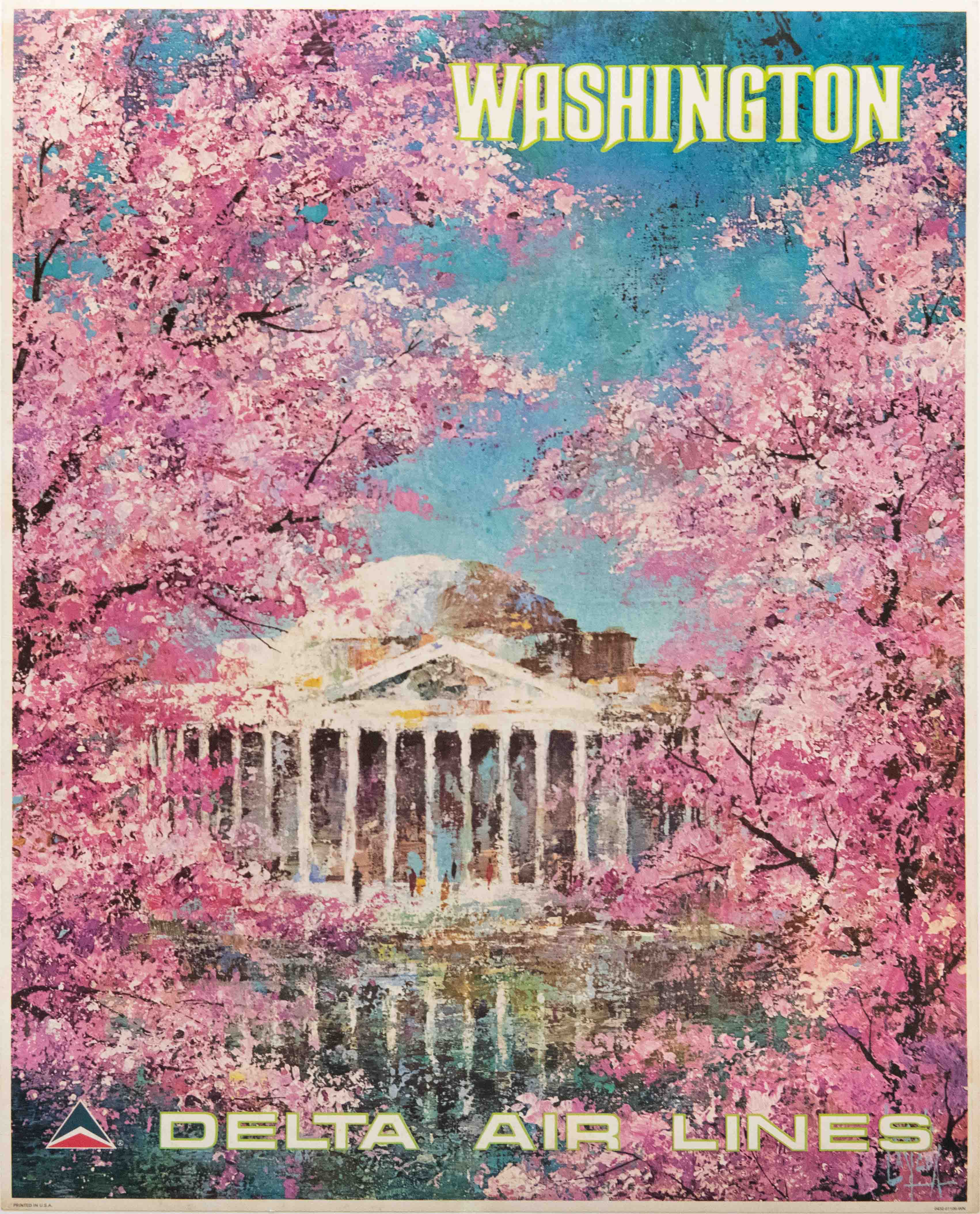 Vintage Delta Air Lines Washington Travel Poster by Jack Laycox, 1970's ...