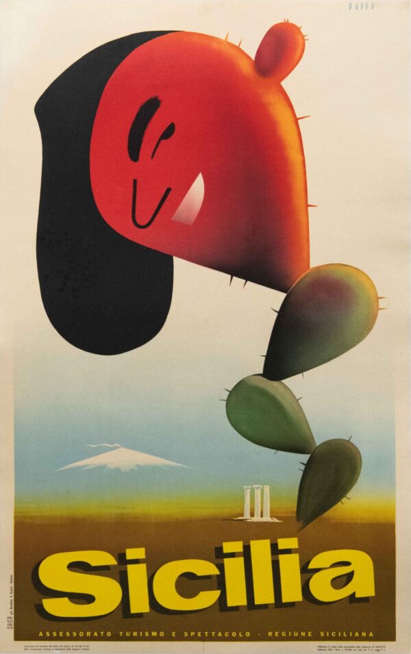 Vintage Italian Travel Poster for Sicily by Mario Puppo, 1953