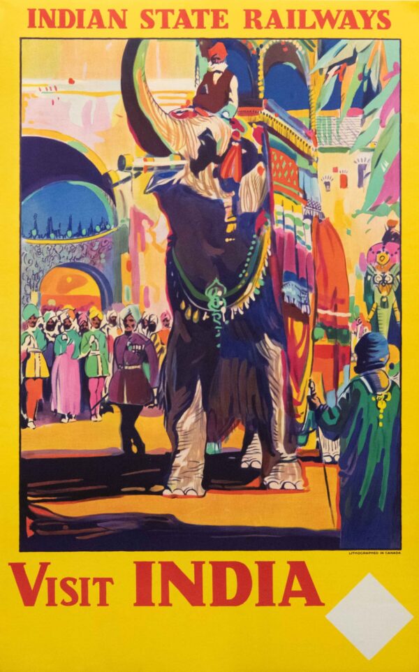 Vintage Indian State Railways Travel Poster ‘Visit India’, 1930