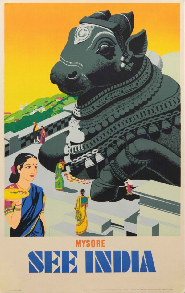 Vintage Indian Travel Poster for Mysore ‘See India’, 1950’s