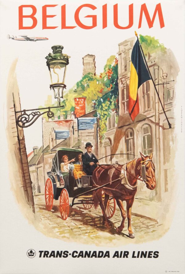 Vintage Trans-Canada Air Lines Belgium Travel Poster, 1950’s