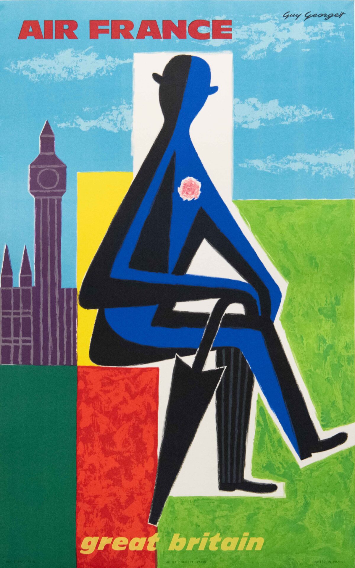 Vintage Air France Great Britain Travel Poster by Guy Georget, 1962