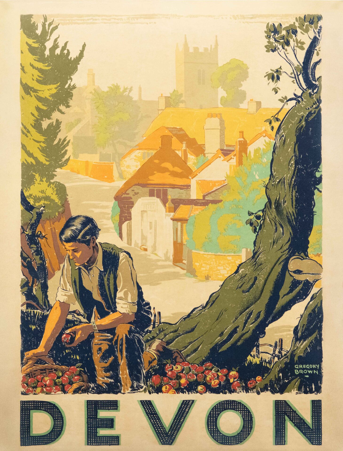 Vintage Great Western Railway Travel Poster for Devon by Gregory Brown, 1930's