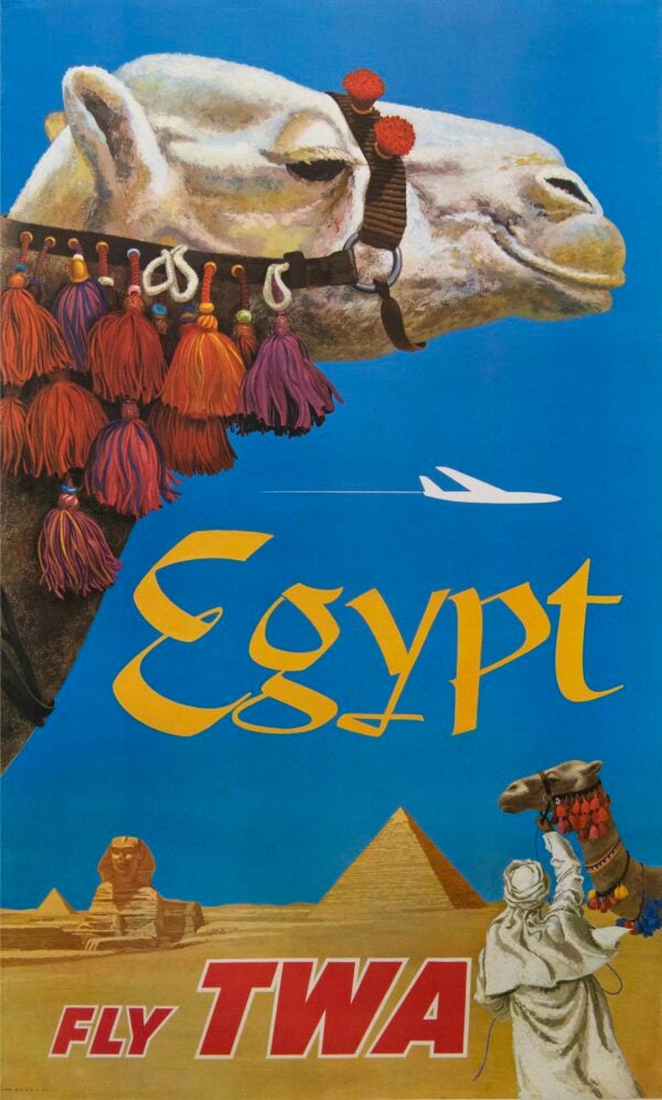 Original Vintage TWA Travel Poster for Egypt by David Klein, 1955