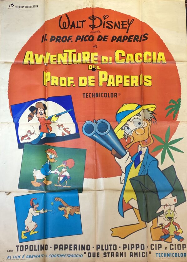 Vintage Italian Movie Poster ‘Avventure Di Caccia Del Prof. De Paperis (Hunting Instinct)’ 1963