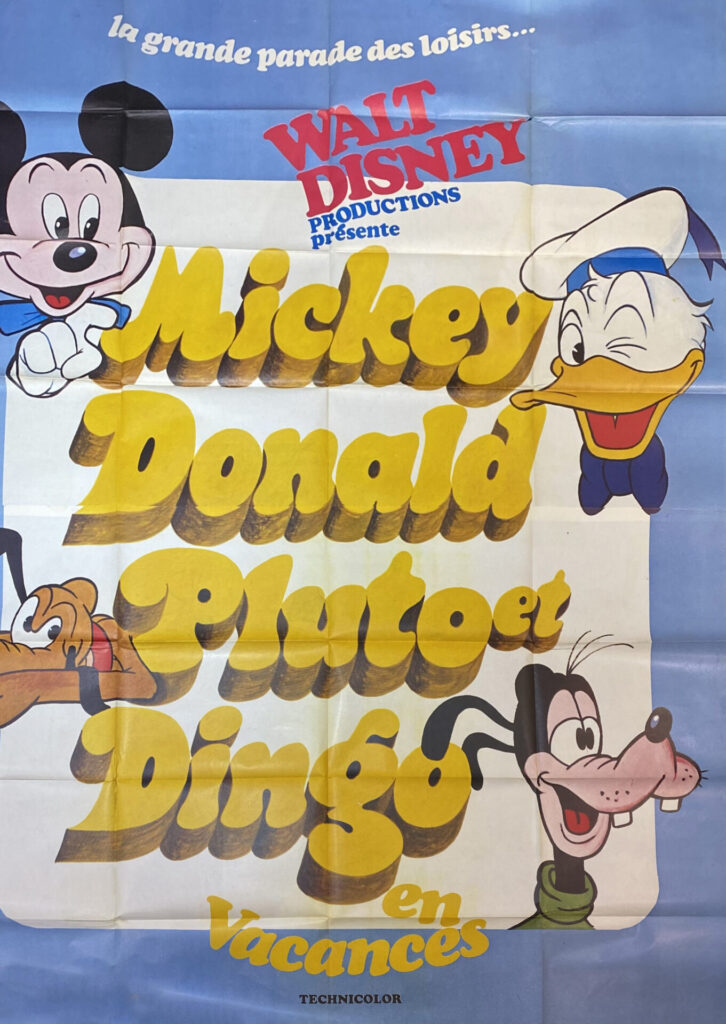 Vintage Italian Movie Poster 'Mickey, Donald, Pluto, et Dingo en