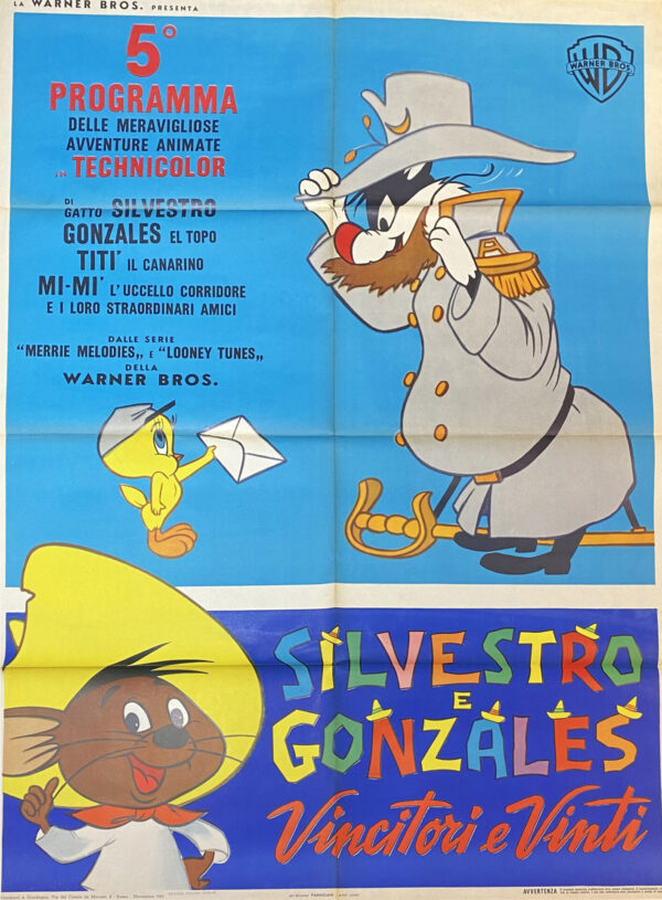 Vintage Italian Movie Poster ‘Silvestro Gonzales (Speedy Gonzales)’ 1960’s