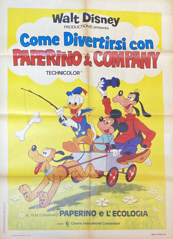 Vintage Italian Movie Poster ‘Come Divertirsi con Paperino and Company (How to Have Fun with Donald Duck and Company)’ 1974