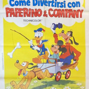 Vintage Italian Movie Poster 'Come Divertirsi con Paperino and Company (How to Have Fun with Donald Duck and Company)' 1974