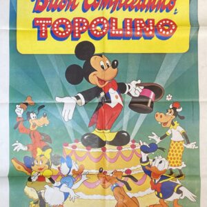 Vintage Italian Poster 'Buon Compleanno Topolino (Happy Birthday Mickey Mouse)' 1970