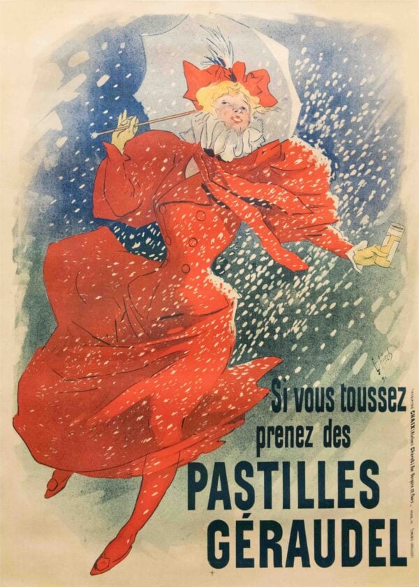 Vintage French Advertising Poster ‘Pastilles Geraudel’ by Jules Cheret, 1895