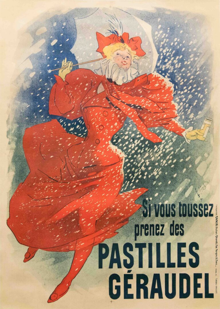 Vintage French Advertising Poster ‘Pastilles Geraudel’ by Jules Cheret, 1895