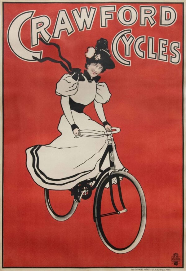 Vintage French Advertising Poster for Crawford Cycles, 1890’s